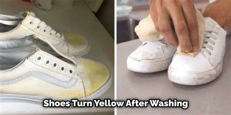 washed white shoes turned yellow